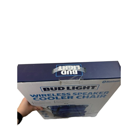Bud Light Folding Chair Cooler Speaker Combo Blue Bluetooth Wireless Speaker - Picture 4 of 5